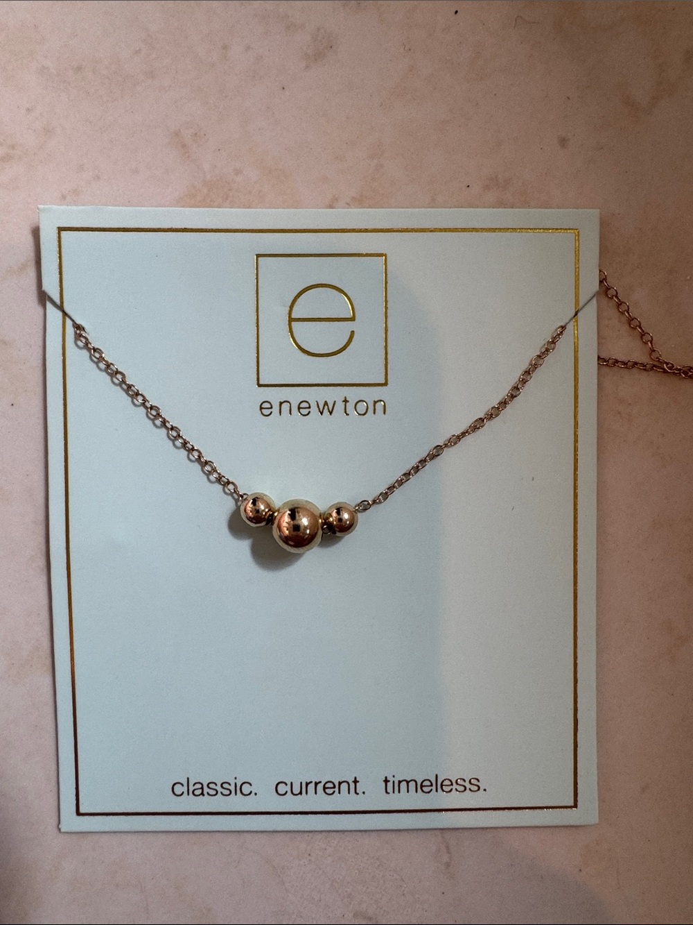 enewton Rose Gold Three-Bead Necklace